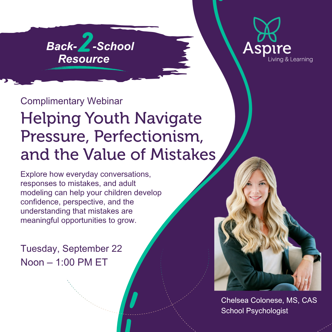 Complimentary webinar. Helping Youth Navigate Pressure, Perfectionism, and the Value of Mistakes. Tuesday, September 22, Noon to 1:00 PM ET. Register today. Complimentary webinar. Helping Youth Navigate Pressure, Perfectionism, and the Value of Mistakes. Tuesday, September 22, Noon to 1:00 PM ET. Register today.